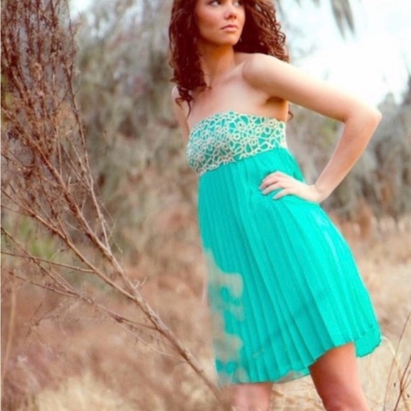 Lilly Pulitzer Teal Satin Dress - Picture 5 of 5